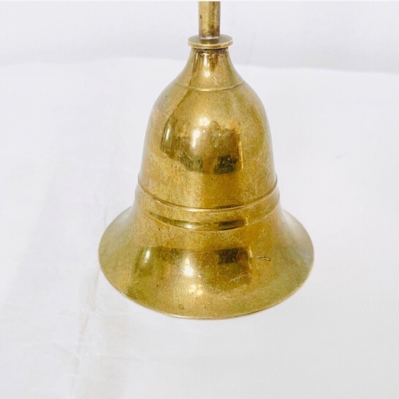Vintage India Brass Etched Hand Bell 7 in. Dinner Service Bell Home Decor - Picture 6 of 8